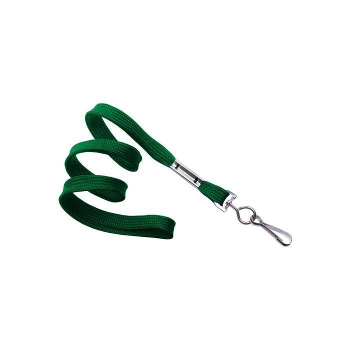 3/8'' Green Flat Braid Lanyard with Swivel Hook 
