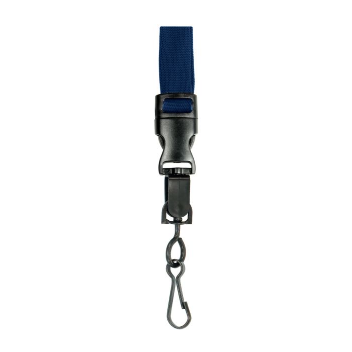 5/8'' Navy Blue OptiWeave Lanyard with Safety Breakaway & Detachable Swivel Hook