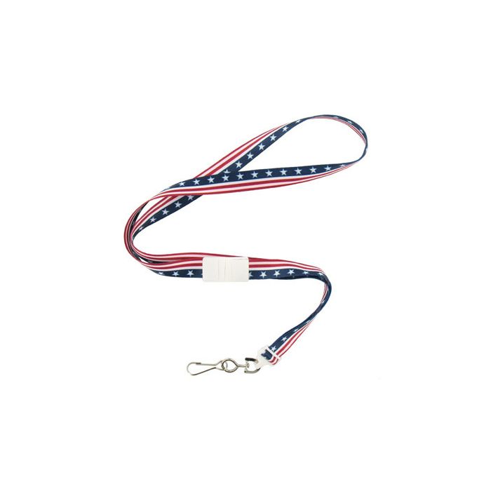 5/8'' Flat UltraWeave Stars & Stripes Patriotic Lanyard w/ Breakaway & Swivel Hook 