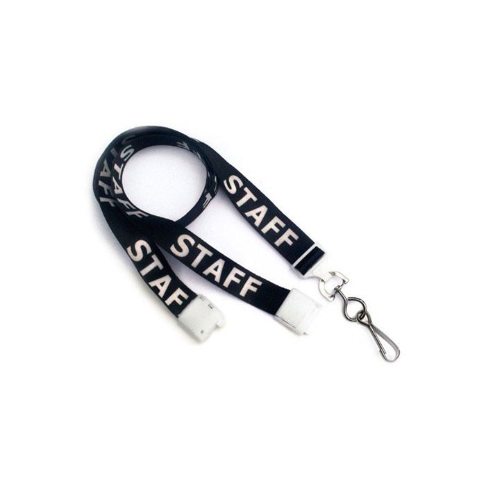 5/8'' Flat UltraWeave ''Staff'' Lanyard w/ Safety Breakaway & Swivel Hook 