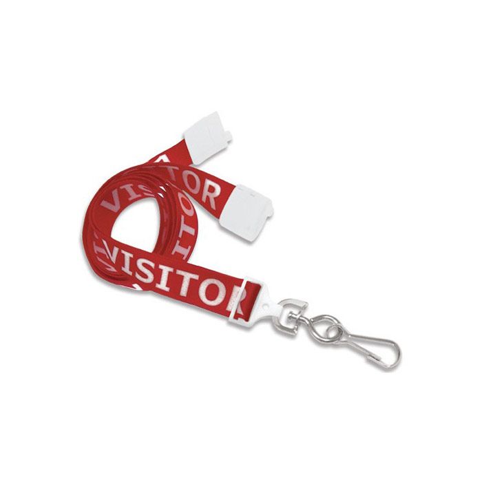 5/8'' Flat UltraWeave ''Visitor'' Lanyard w/ Safety Breakaway & Swivel Hook 