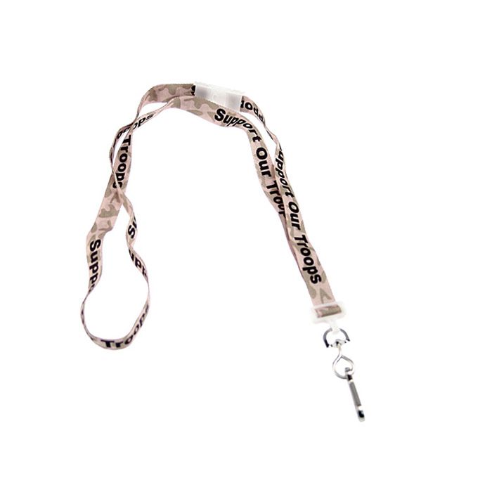 5/8'' Flat UltraWeave ''Support Our Troops'' Patriotic Lanyard w/ Breakaway & Swivel Hook 