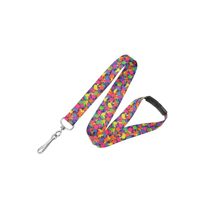3/4'' Paint Splatter Patterned Lanyard w/ Safety Breakaway 