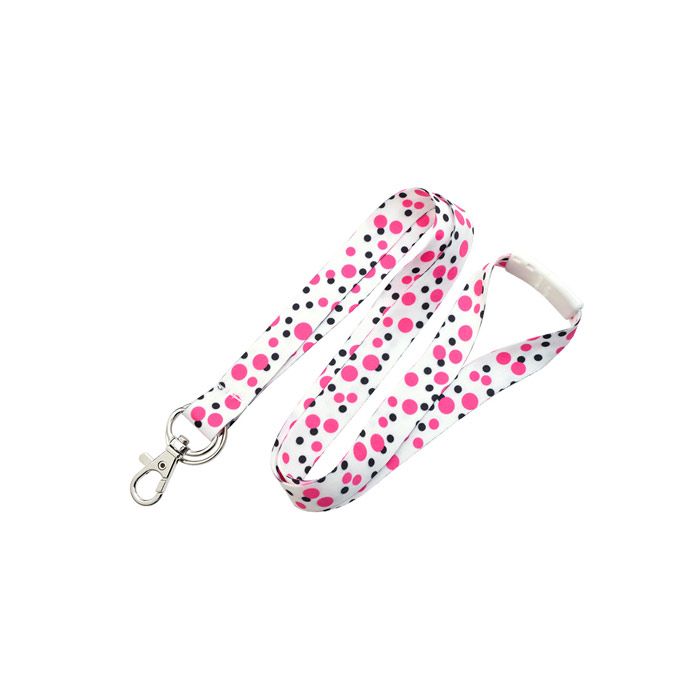 5/8'' Pink Polka Dot Lanyards with Trigger Hook - Breakaway 