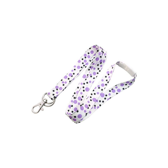 5/8'' Purple Polka Dot Lanyards with Trigger Hook - Breakaway 