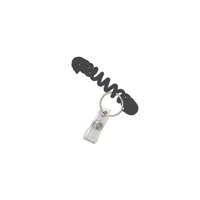 Black Wrist Coil w/ Clear Vinyl Strap & Split Ring