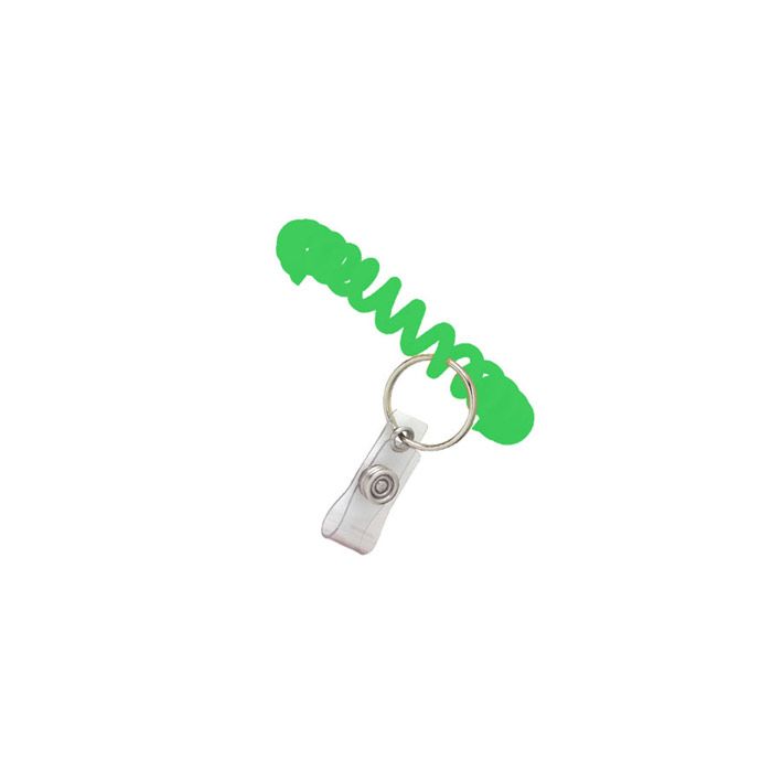 Green Wrist Coil with Clear Vinyl Strap & Split Ring