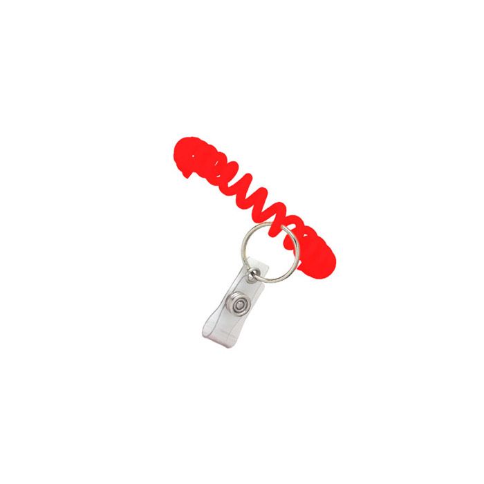 Red Wrist Coil w/ Clear Vinyl Strap & Split Ring