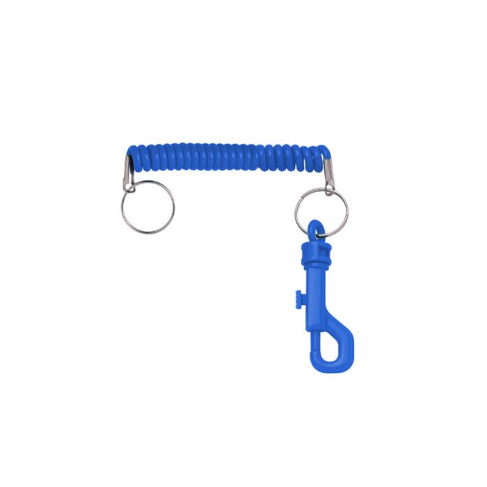 Heavy Duty Royal Blue Coil Cord w/ Split Ring & Snap Hook 