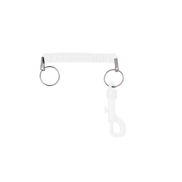 Heavy Duty White Nylon Coil w/ Split Ring & Swivel Snap Hook - Standard Size  