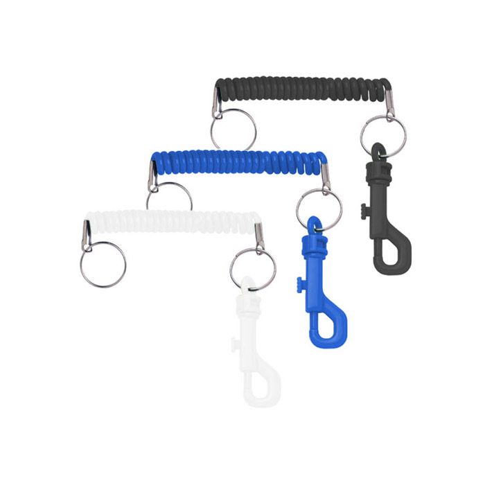 Heavy Duty Nylon Coil w/ Split Ring & Swivel Snap Hook 