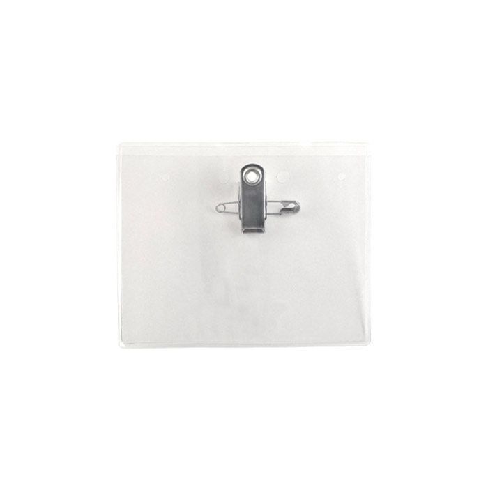 Clear Vinyl - Horizontal Badge Holder w/ Pin/Clip Dual Attachments 