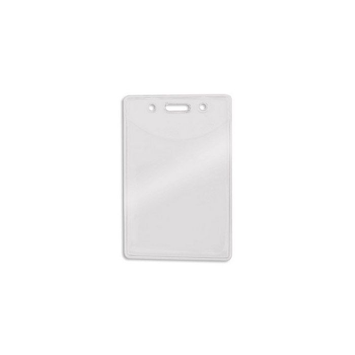 Premium Clear Vinyl Vertical Badge Holder - with Slot & Chain Holes 