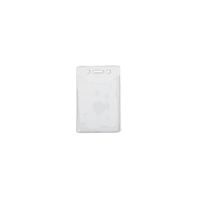 Premium Clear Vinyl - Vertical - Two-Pocket Badge Holder with Slot & Chain Holes 