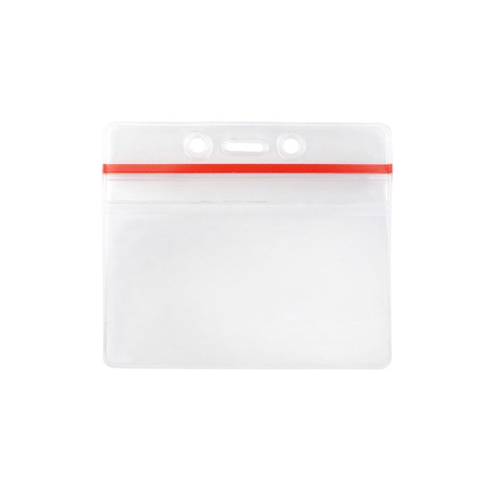 Red Zipper Closure Govn't Size Horizontal Badge Holder 
