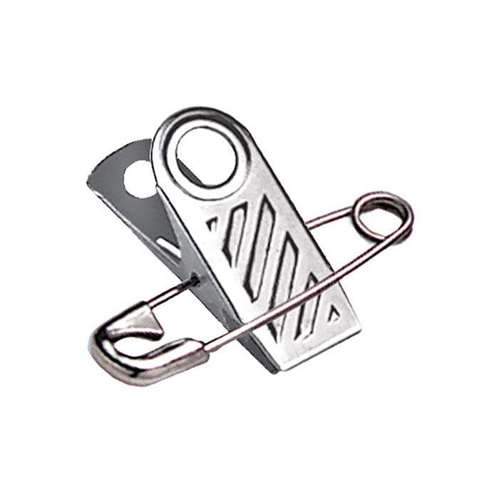 1'' Ribbed-Faced 1-Hole Badge Clip w/ Safety Pin  