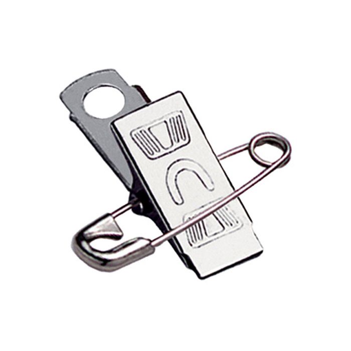 1 3/16'' Bulldog 1-Hole ''U'' Badge Clip w/ Safety Pin  