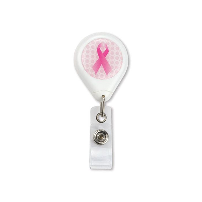 No-Twist Breast Cancer Awareness Badge Reels w/ Belt Clip 