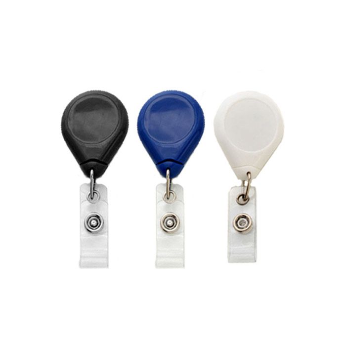 Premium Round Badge Reels - Swivel Spring Clip - Clear Strap 