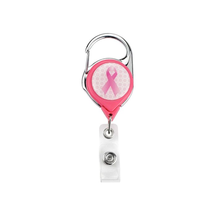 No-Twist Breast Cancer Awareness Carabiner Badge Reels 