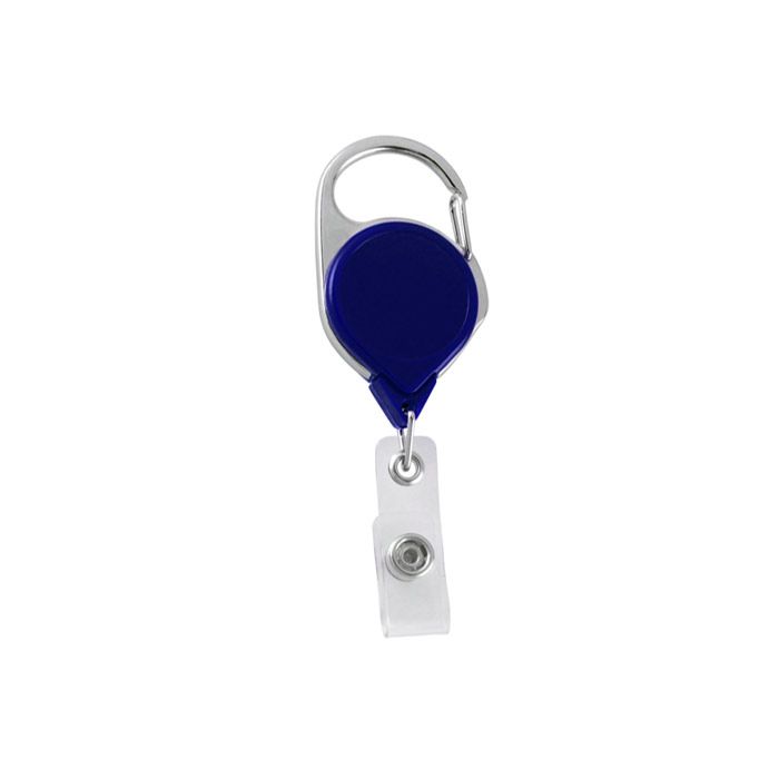 Round Carabiner Badge Reel w/ Belt Clip - Royal Blue 