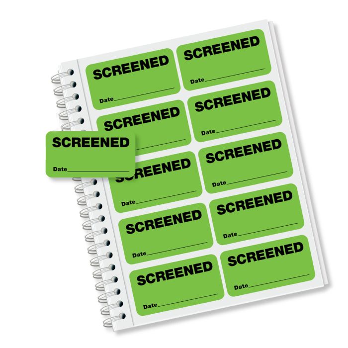 Small Green ''Screened'' Medical Stickers - Qty. 500