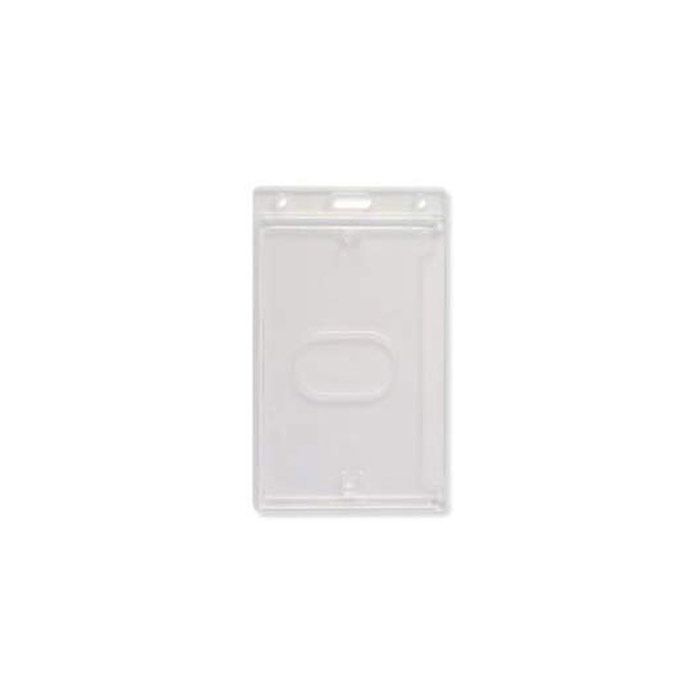 Clear Rigid Plastic Vertical Badge Holder w/Slot and Chain Holes 