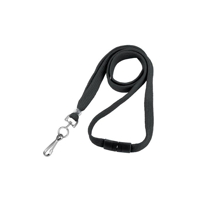 3/8" Black Flat Lanyard with Swivel-Hook - Breakaway 