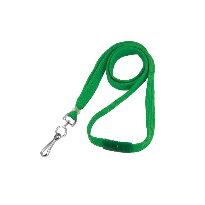 3/8" Green Flat Lanyard with Swivel-Hook - Breakaway 