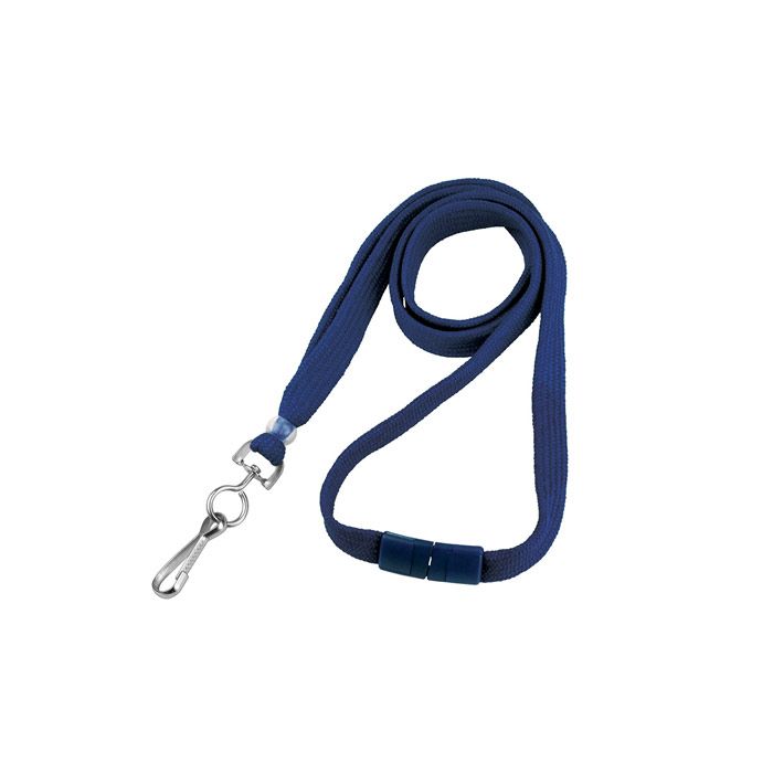 3/8" Navy Blue Flat Lanyard with Swivel-Hook - Breakaway 