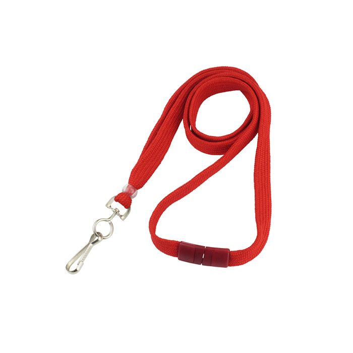 3/8" Red Flat Lanyard with Swivel-Hook - Breakaway 
