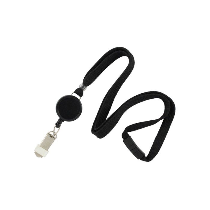 Round Badge Reels - Breakaway Lanyard - 3/8'' - Card Clamp 