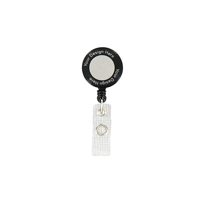 Custom Round Badge Reels w/ Silver Sticker - 1.25'' - Belt Clip - Durable Strap 