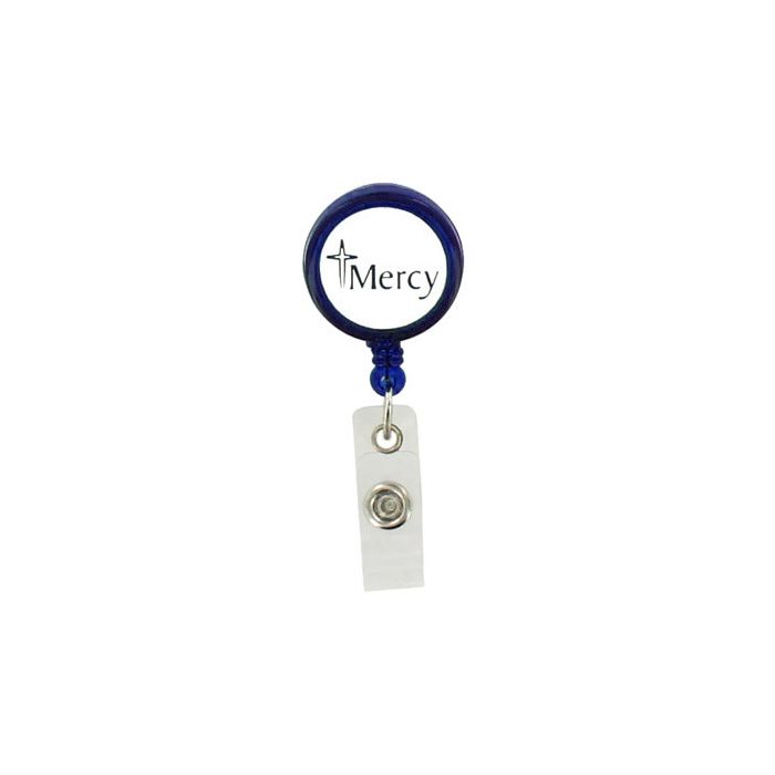 Custom Translucent Round Badge Reels - 1.25'' - Belt Clip - Clear Strap 