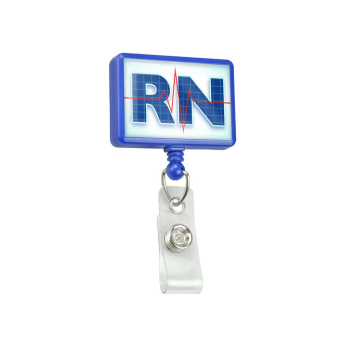 Custom Rectangular Badge Reel - 1.75'' - Swivel Spring Clip 