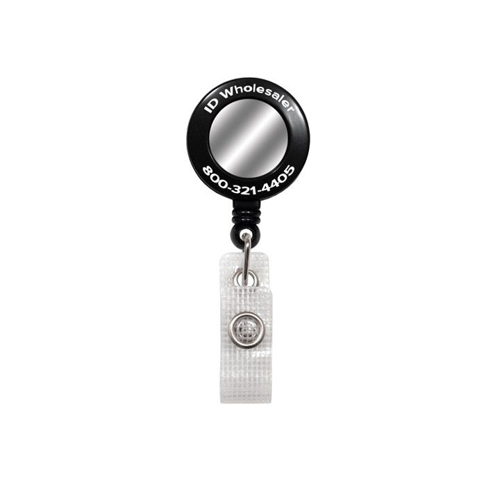 1.25'' Custom Round Badge Reels with Belt Clip & Clear Strap 