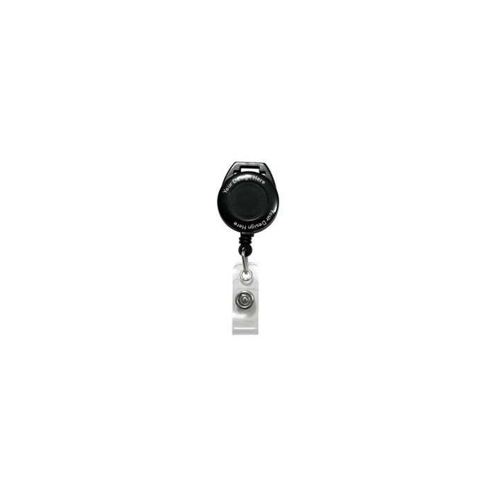 Custom Round Badge Reels - 1.25'' - Lanyard Attachment - Clear Strap 