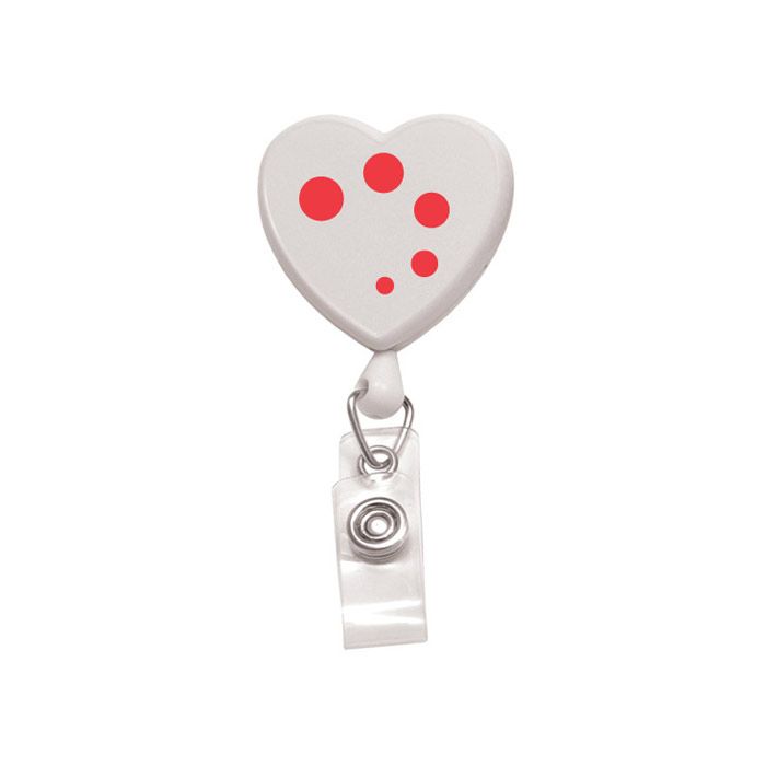 Custom Heart Shaped badge Reels - 1.25'' - Swivel Spring Clip 