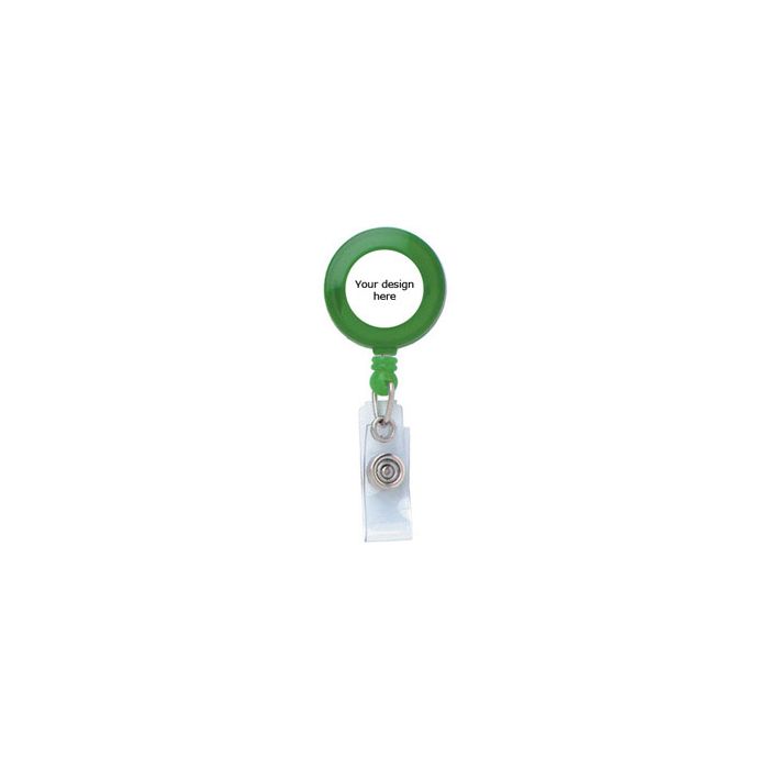 Custom Translucent Round Badge Reels - 1.25'' - Swivel Spring Clip - Clear Strap 