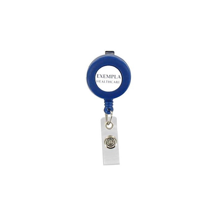 Custom Round Badge Reels - 1.25'' - Swivel Spring Clip - Clear Strap 