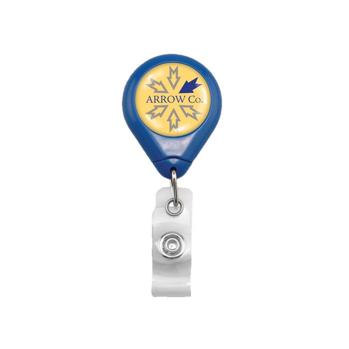 Custom Premium Printed Round Badge Reels - Belt Clip - Clear Strap 