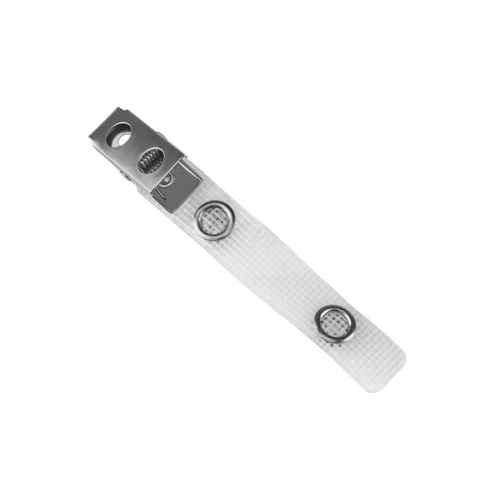 2.75'' White Reinforced Vinyl 2-Hole Badge Clip 
