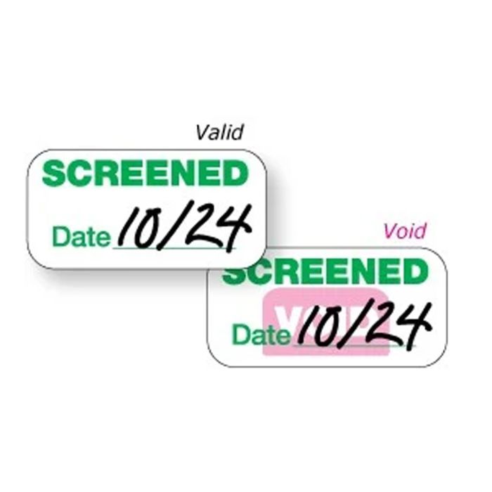 Expiring ''Screened'' Medical Stickers - Qty. 1000