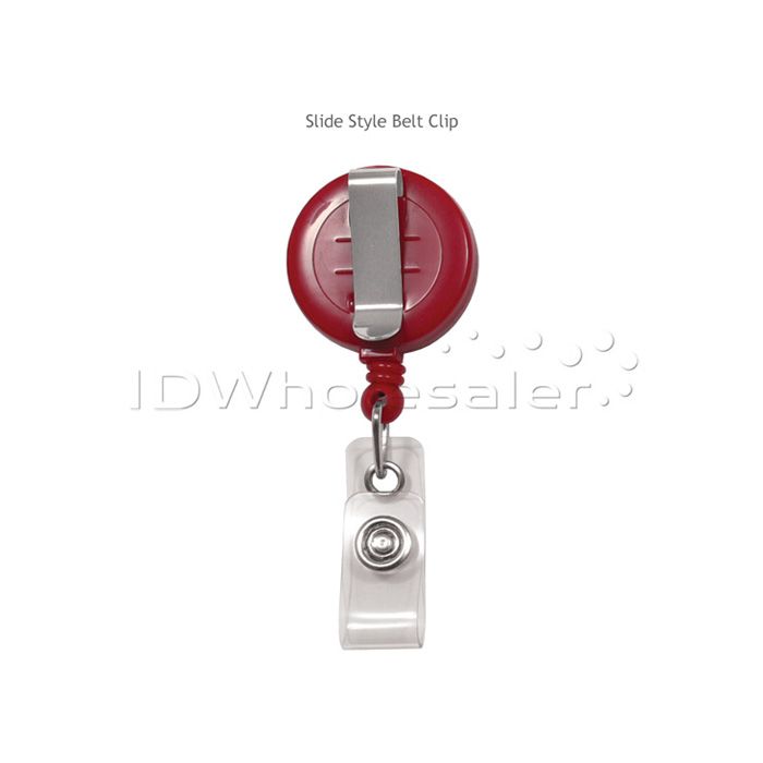 Custom Round Badge Reels - 1.25'' - Belt Clip - Clear Strap 