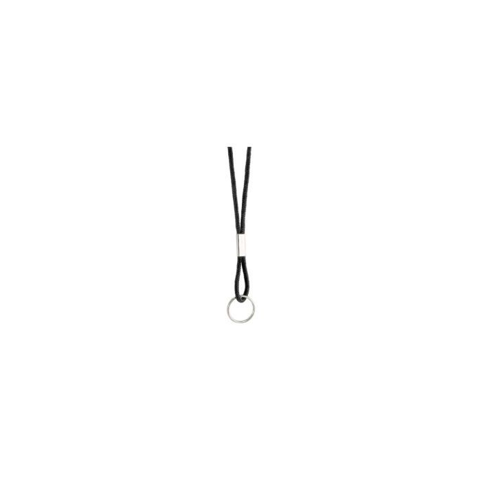 1/8'' Black Round Braid Lanyard with Split Ring 