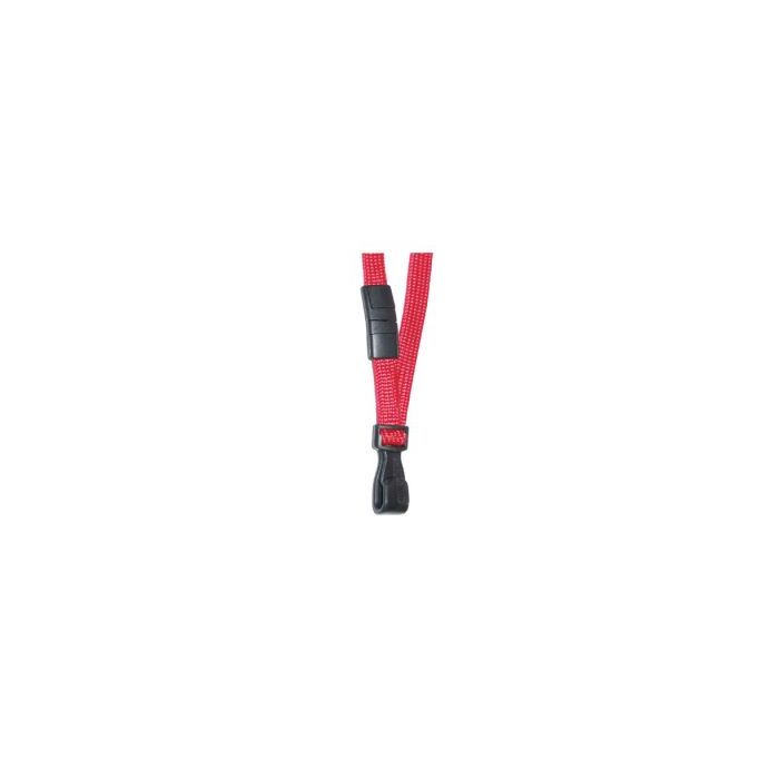 3/8'' Red Flat Braid Lanyard with Black Safety Breakaway & Wide Plastic Hook 
