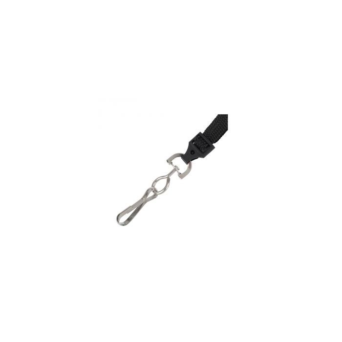 3/8'' Black Flat Braid Lanyard with Black Safety Breakaway & Swivel Hook 
