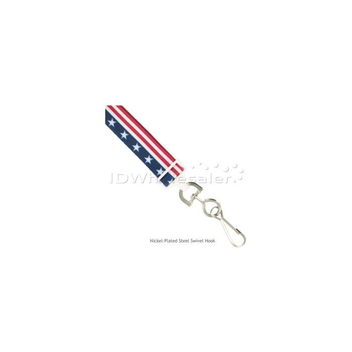 5/8'' Flat UltraWeave Stars & Stripes Patriotic Lanyard w/ Breakaway & Swivel Hook 