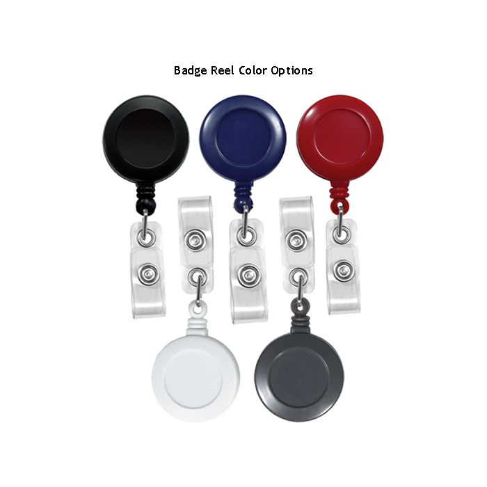 Custom Round Badge Reels - 1.25'' - Swivel Spring Clip - Clear Strap 