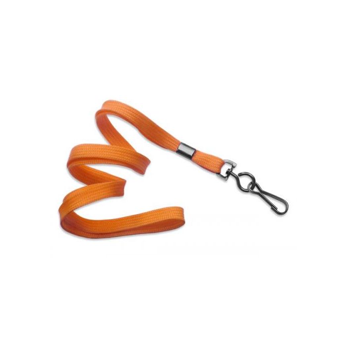 3/8'' Orange Flat Braid Lanyard with Black-Oxide Swivel Hook  